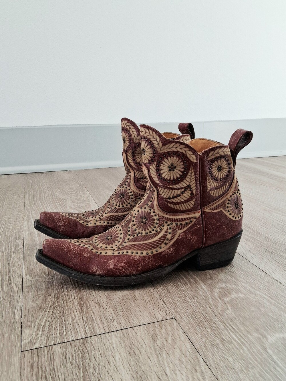 Old Gringo Valentine Dion Boots 2775 Red Distressed Leather Studded Floral - Picture 4 of 16